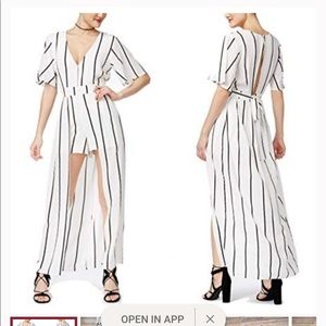 Crystal Sky Striped Overlay Romper